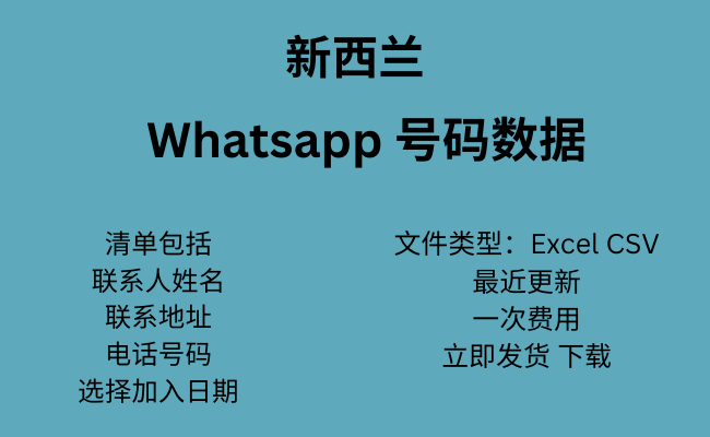 新西兰 WhatsApp 数据​